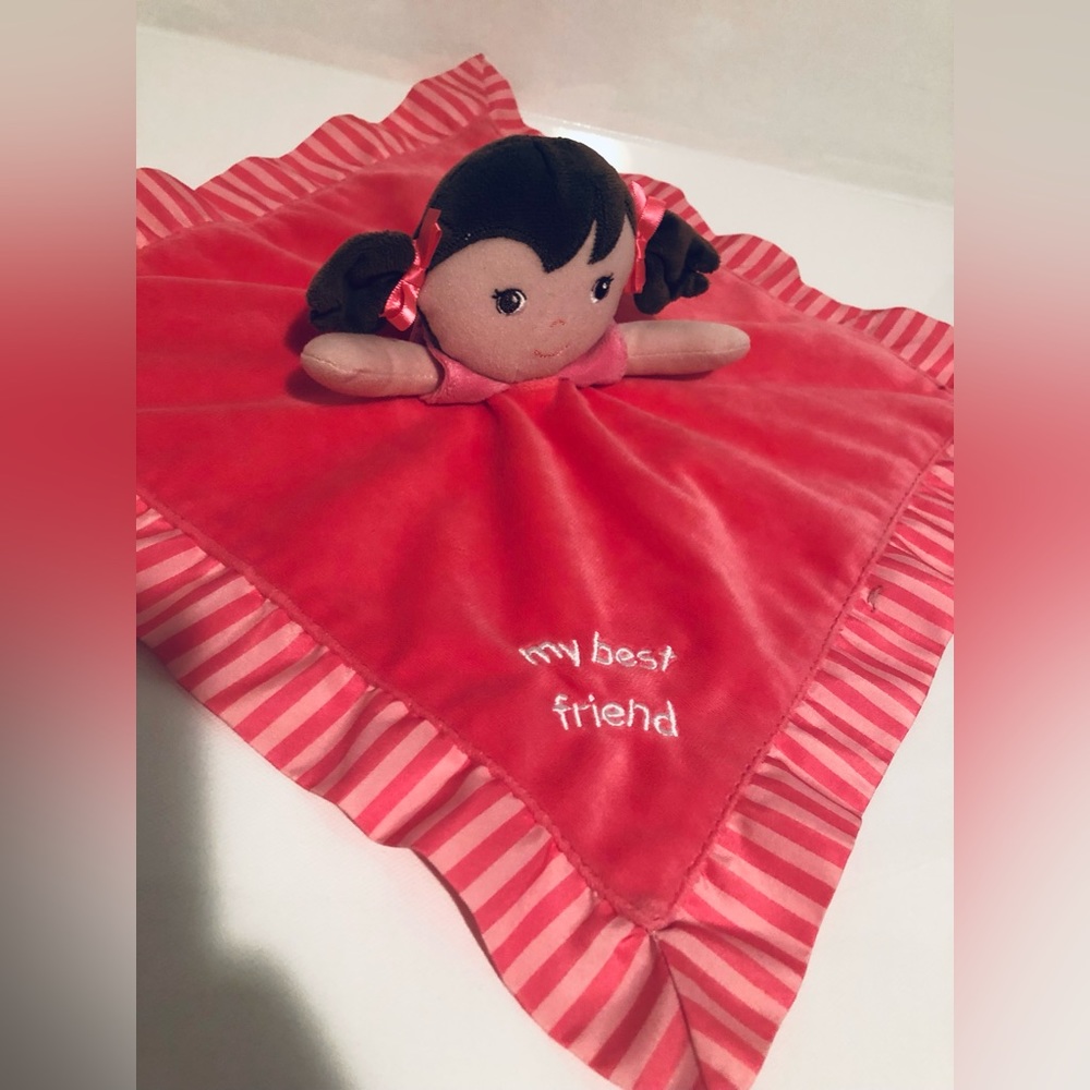Garanimals My Best Friend Doll Rattler Lovey Brunette Pink Baby Security Blanket